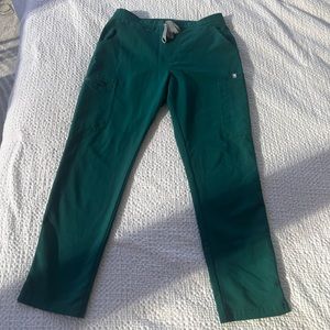 Figs Kade Cargo Scrub Pants Hunter Green Small Petite